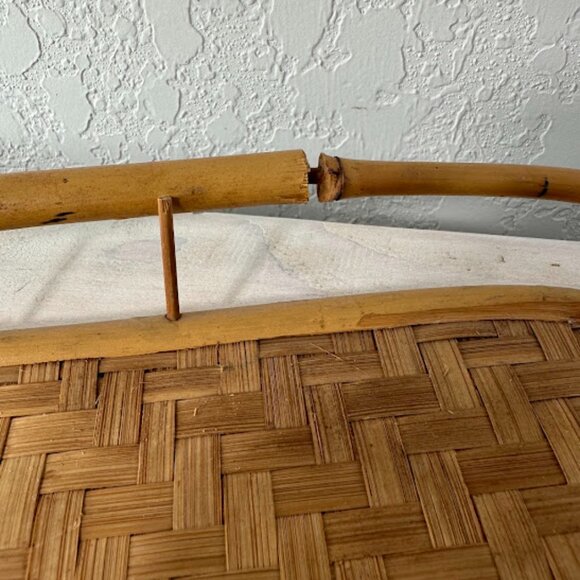 Matching Pair of Large Decorative Bamboo Trays 19in x 13 in - Picture 7 of 10
